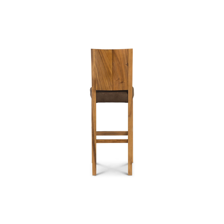 Ophelia Handcrafted Chamcha Wood Bar Stool in Natural Brown
