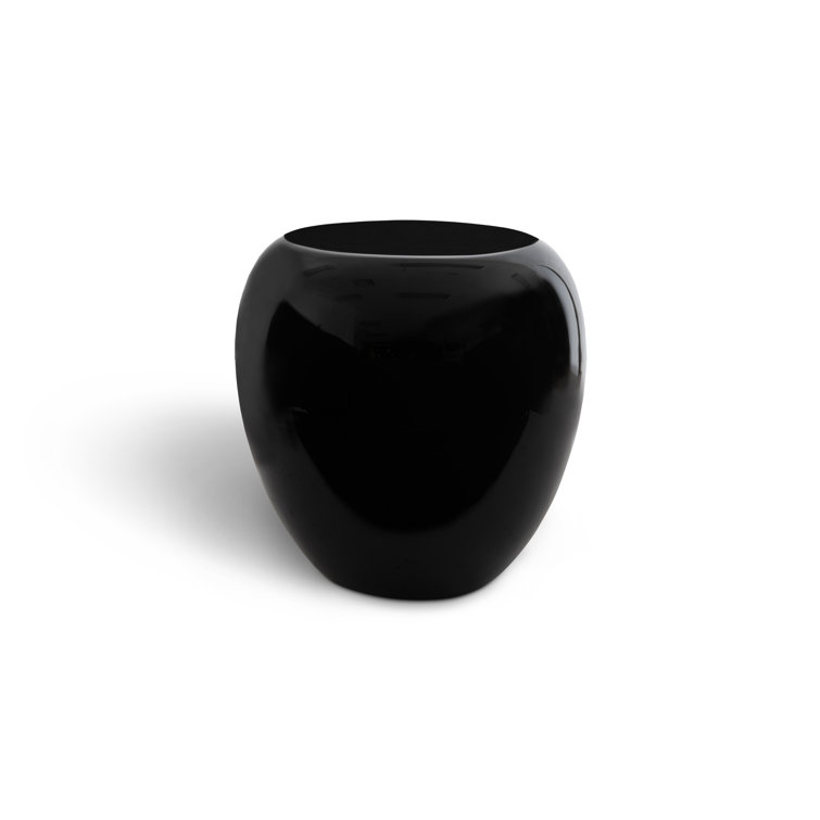 Transitional Round Black Stone Side Table 24"