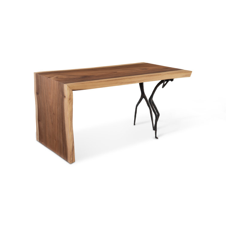 Austin Transitional Black and Brown Wood Home Office Desk