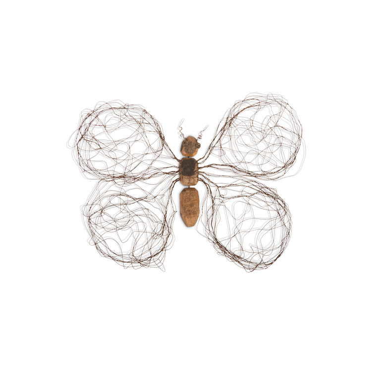 Large Brown Recycled Wood and Wire Butterfly Wall Art
