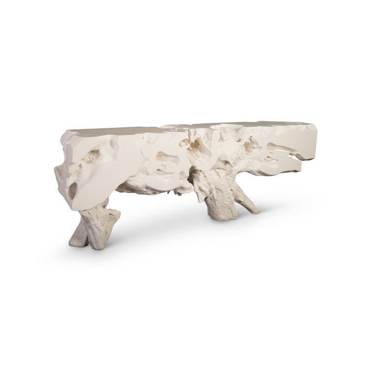 White Metal and Wood Rectangular Console Table with Storage