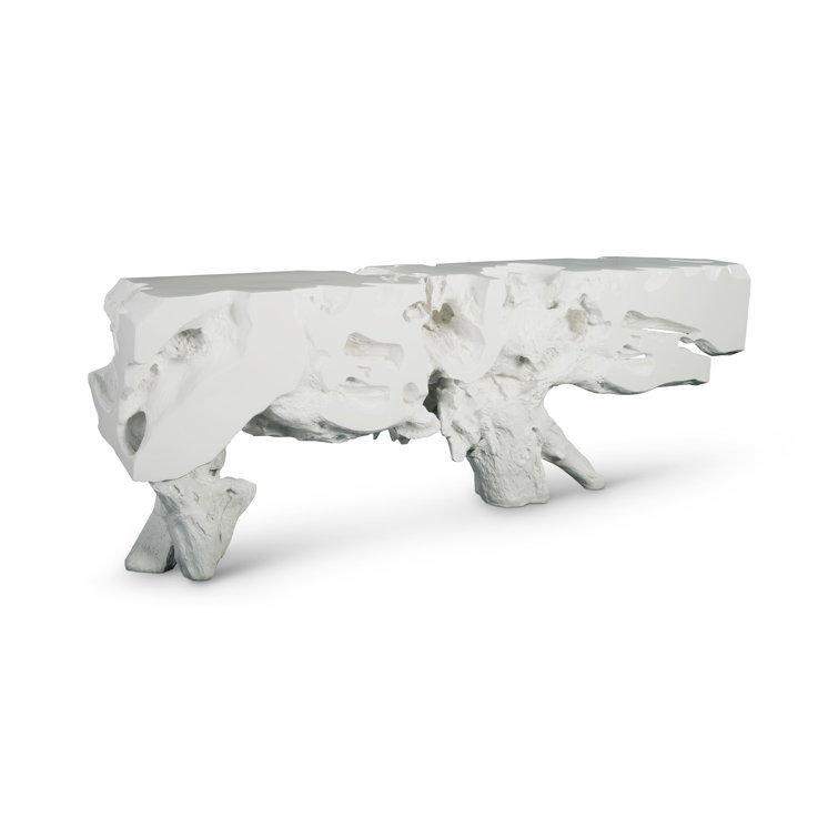 White Metal and Wood Rectangular Console Table with Storage