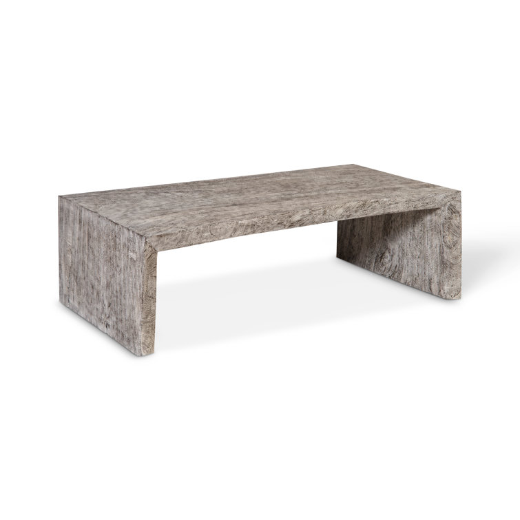 Gray Rectangular Solid Wood Coffee Table