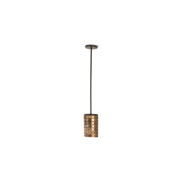 Medieval Brass Chainmail 5"x33" Cylinder Pendant Light