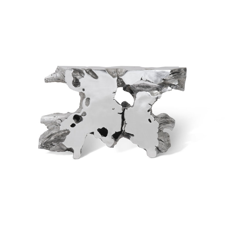Venice Silver Leaf Freeform Wood Console Table