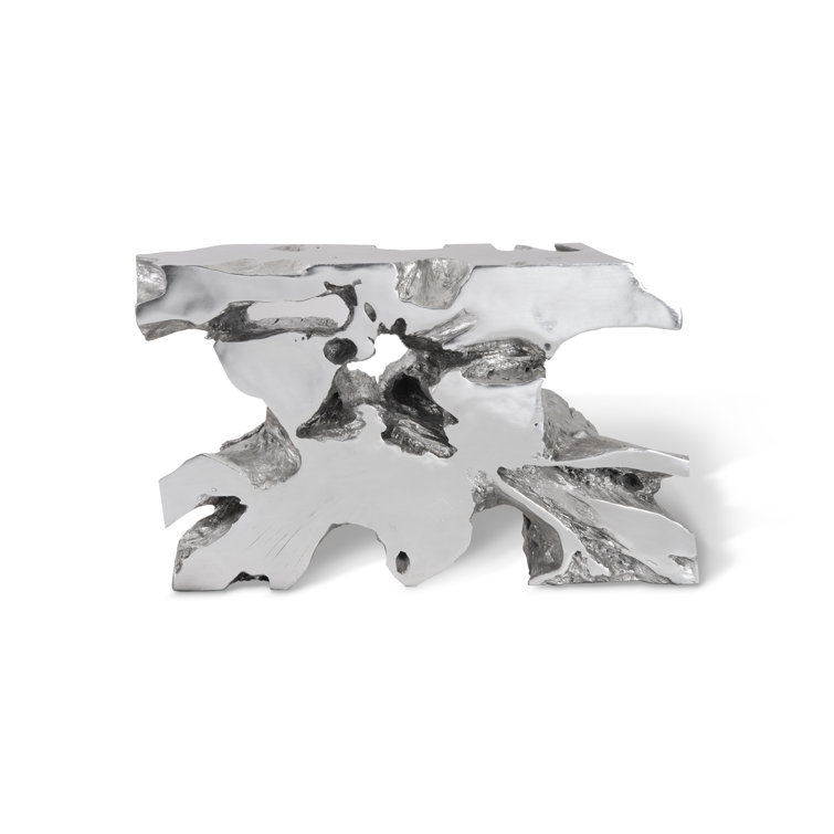 Venice Silver Leaf Freeform Wood Console Table