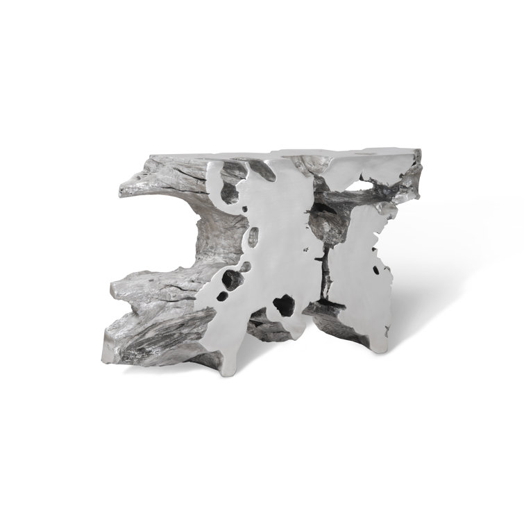 Venice Silver Leaf Freeform Wood Console Table