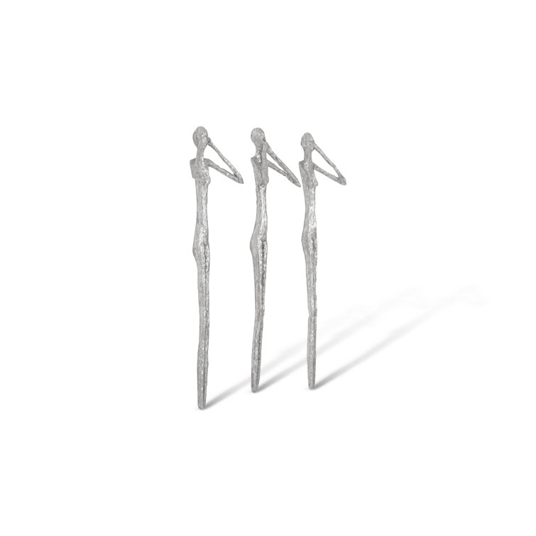 Silver Resin Contemporary No Evil Wall Art Set