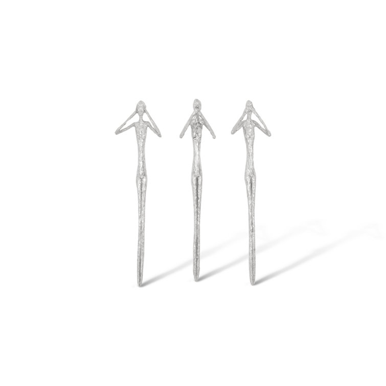 Silver Resin Contemporary No Evil Wall Art Set