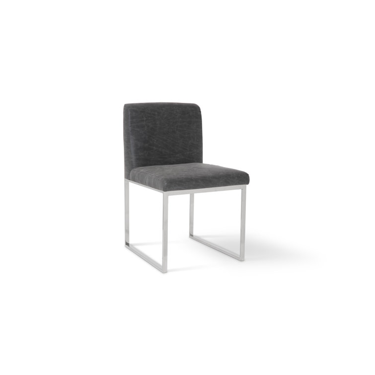 Vintage Dark Gray Upholstered Metal Arm Chair