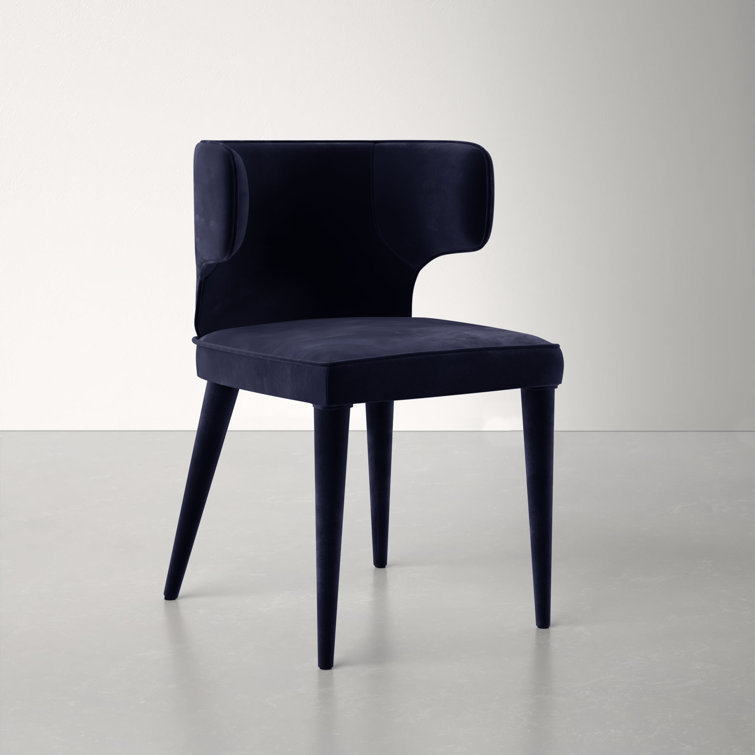 Black Velvet Upholstered Wingback Side Chair with Metal Legs