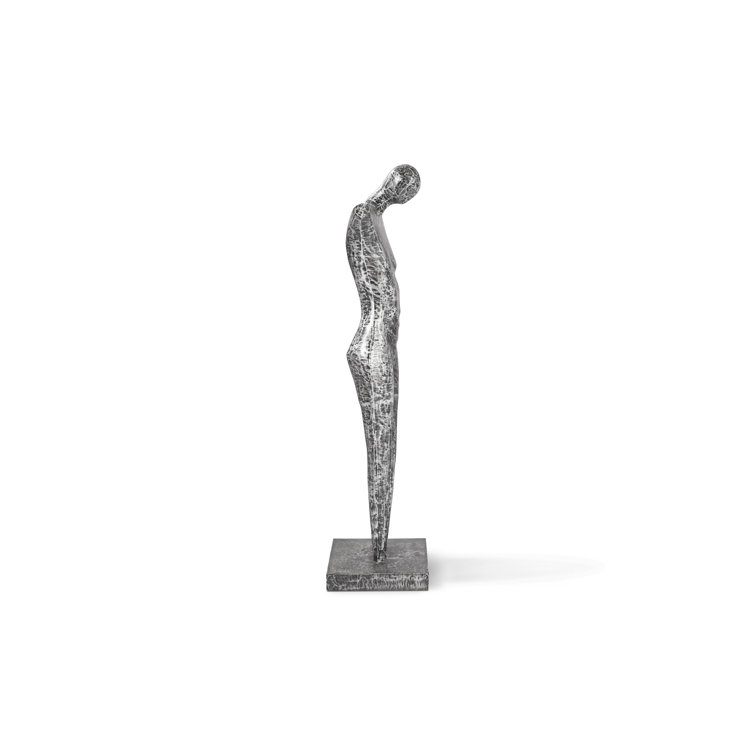 Transitional Black and Silver Metal Abstract Male Sculpture, 32"