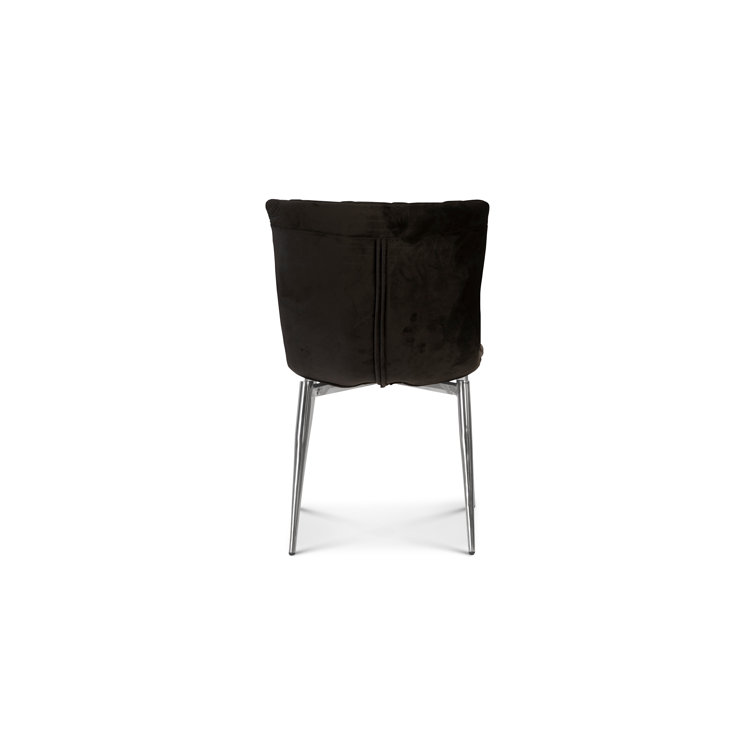 Modern Luxe Velvet Upholstered Side Chair with Silver Metal Legs