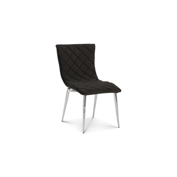 Modern Luxe Velvet Upholstered Side Chair with Silver Metal Legs
