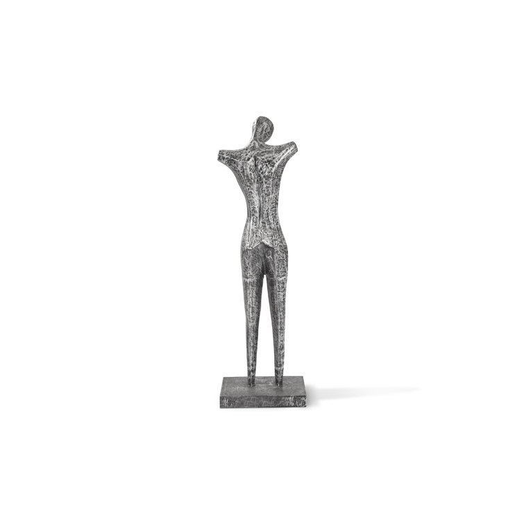Transitional Black and Silver Metal Abstract Male Sculpture, 32"