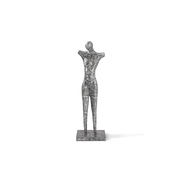 Transitional Black and Silver Metal Abstract Male Sculpture, 32"