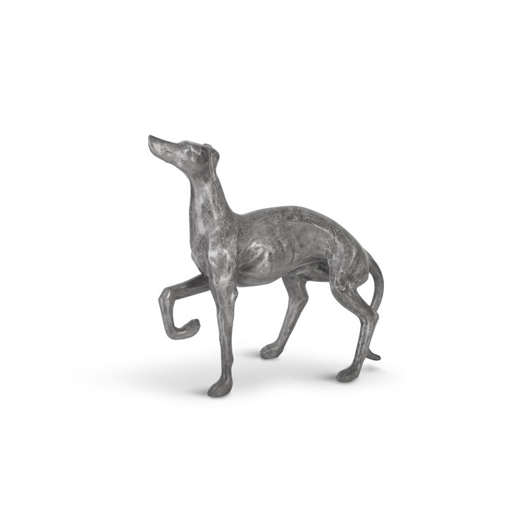 Contemporary Silver Metal Dog Statue 31"