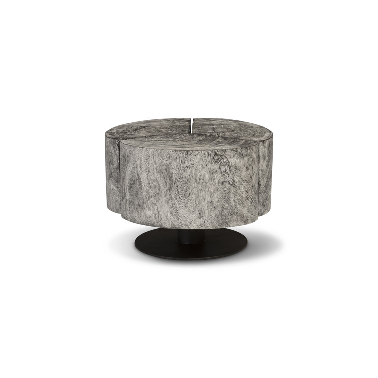 Clover Gray Chamcha Wood Round Coffee Table with Metal Base