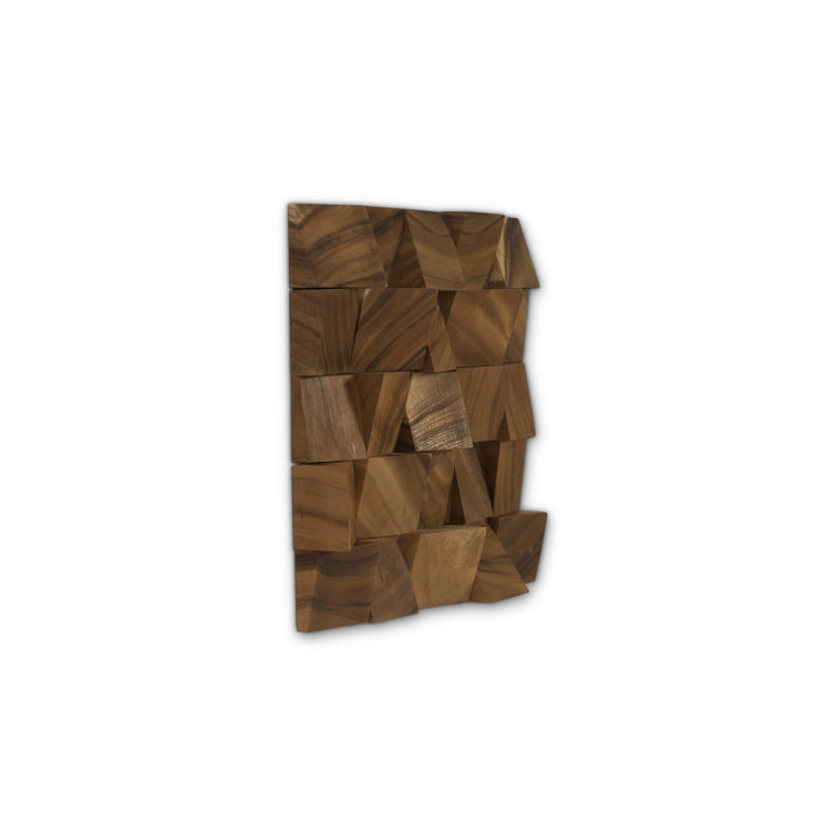 Chamcha Wood Mosaic Wall Art in Natural Brown
