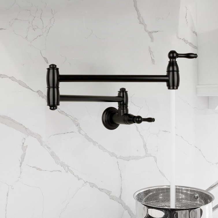 Matte Black Brass Wall-Mounted Pot Filler Faucet