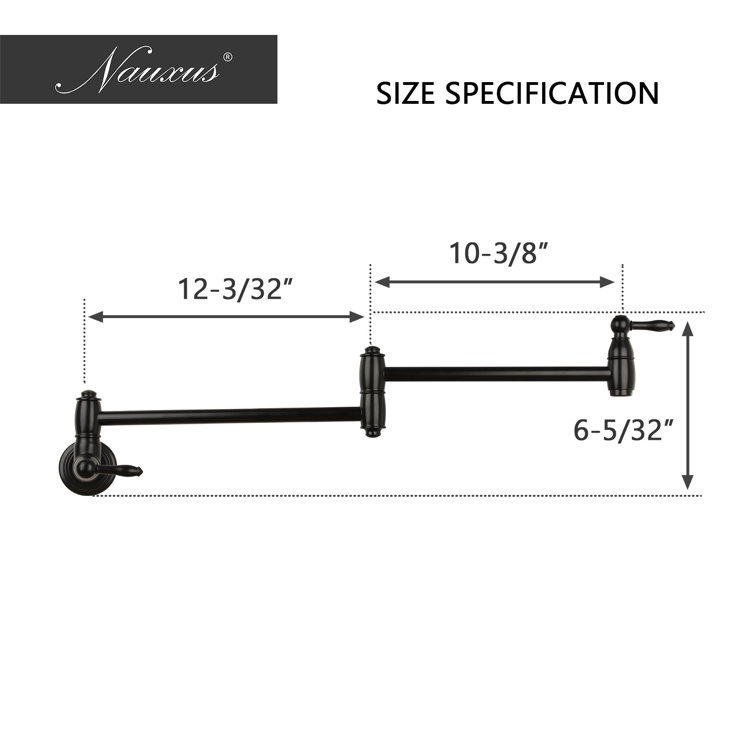 Matte Black Brass Wall-Mounted Pot Filler Faucet