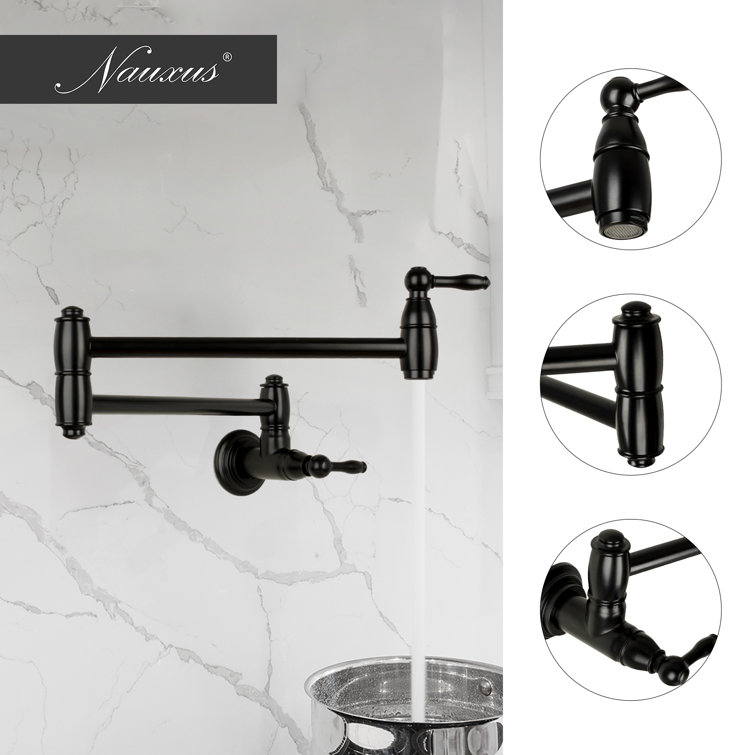 Matte Black Brass Wall-Mounted Pot Filler Faucet