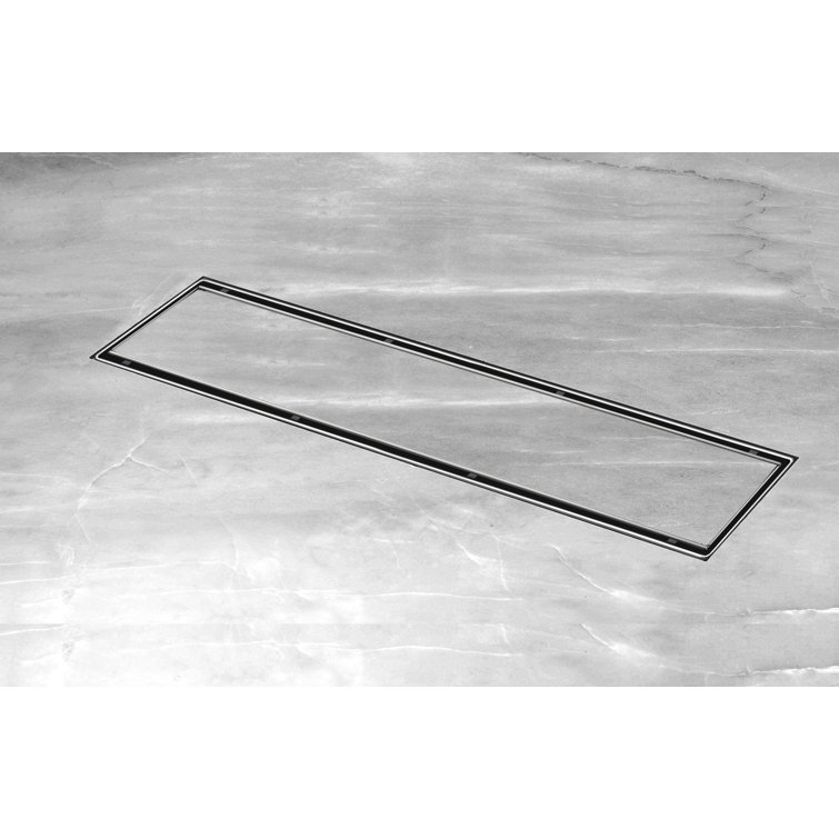 Brush Stainless Steel Linear Shower Drain with Adjustable Feet, 24"