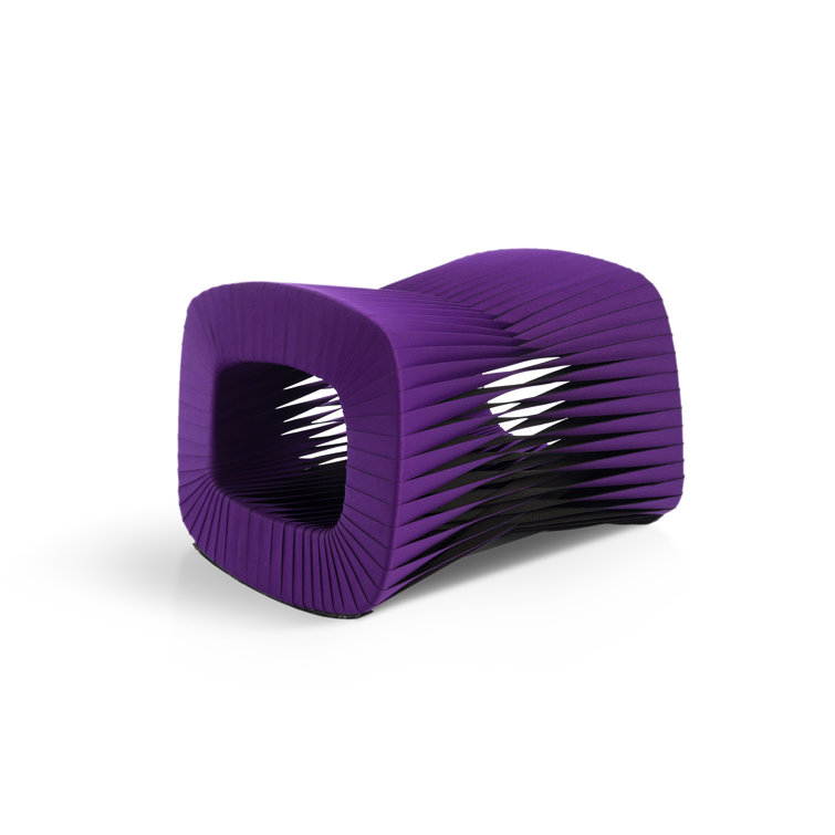 Purple Cotton and Iron Seat Belt Ottoman, 24"