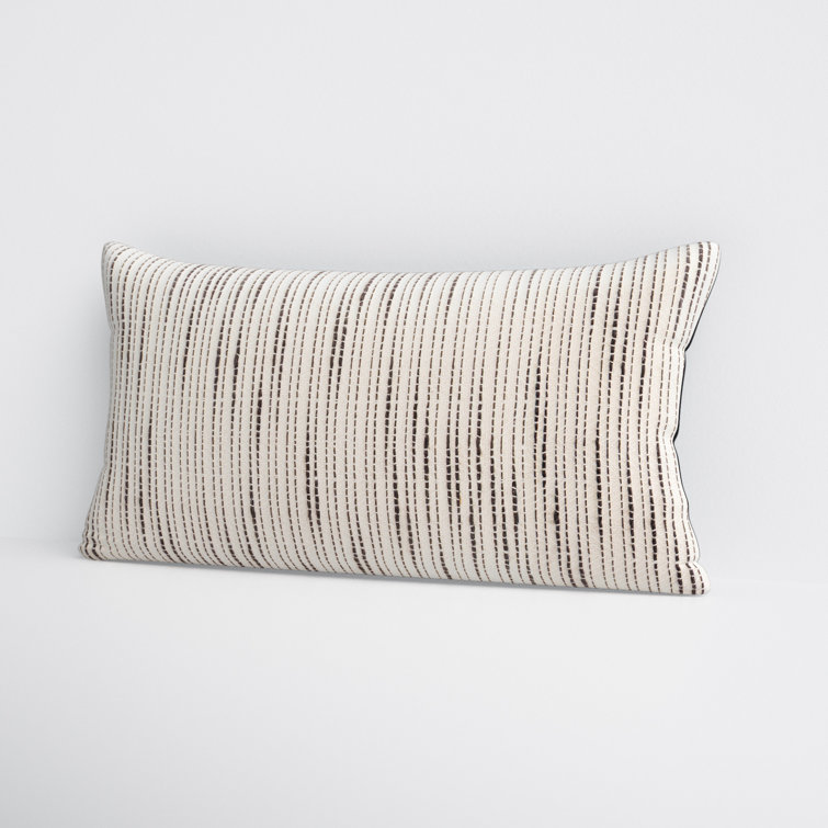 Dodson Embroidered Cotton Lumbar Pillow Cover, 12" x 24"