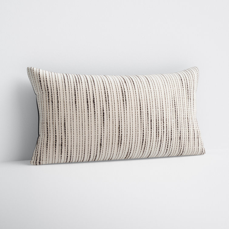 Dodson Embroidered Cotton Lumbar Pillow Cover, 12" x 24"