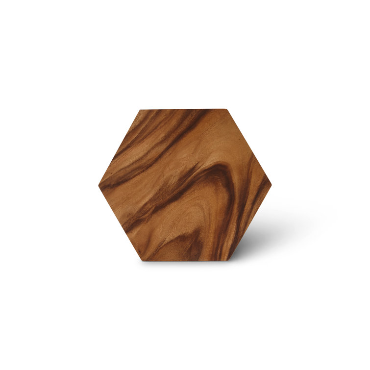 Honeycomb Brown Solid Wood Hexagonal End Table