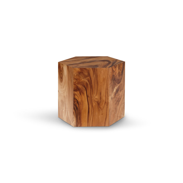 Honeycomb Brown Solid Wood Hexagonal End Table