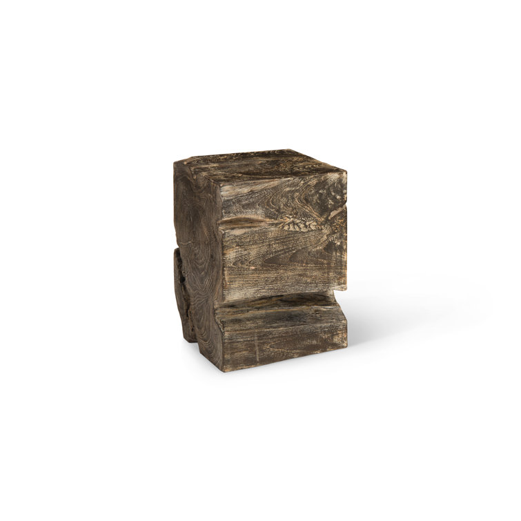 Black Wash Solid Wood Square Accent Stool