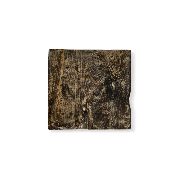 Black Wash Solid Wood Square Accent Stool