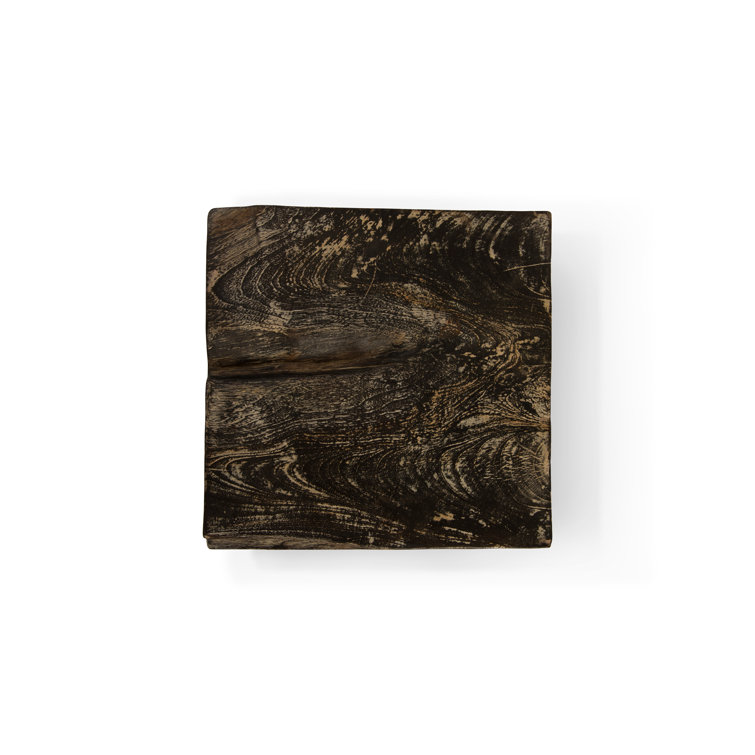 Black Wash Solid Wood Square Accent Stool