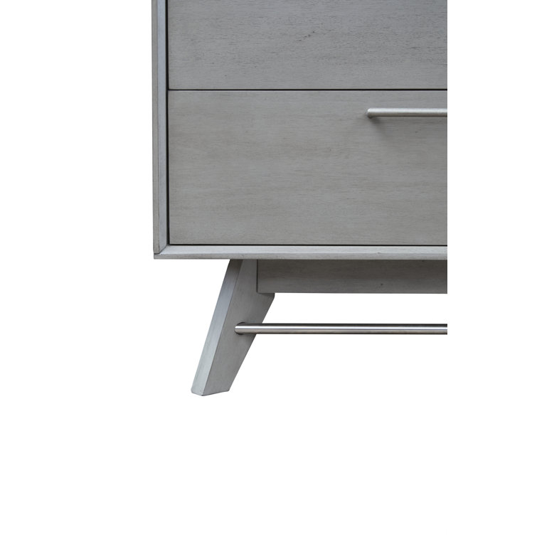 Gray Mid-Century Modern 5-Drawer Vertical Dresser