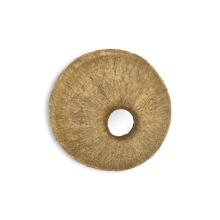 Dimensional Gold Leaf 58" Round Contemporary Accent Mirror