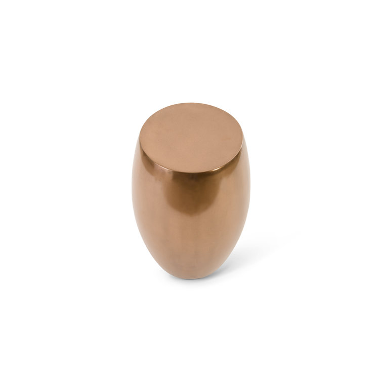 Contemporary 14" Polished Bronze Round Drum End Table