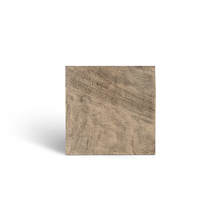 Contemporary Gray Square Solid Wood and Metal End Table