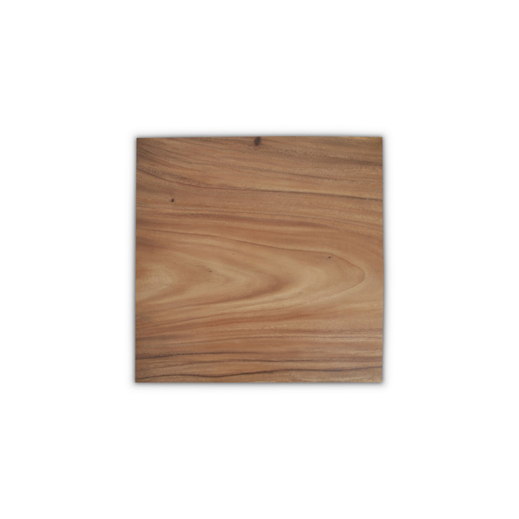 24" Brown and Black Square Wood Metal Coffee Table