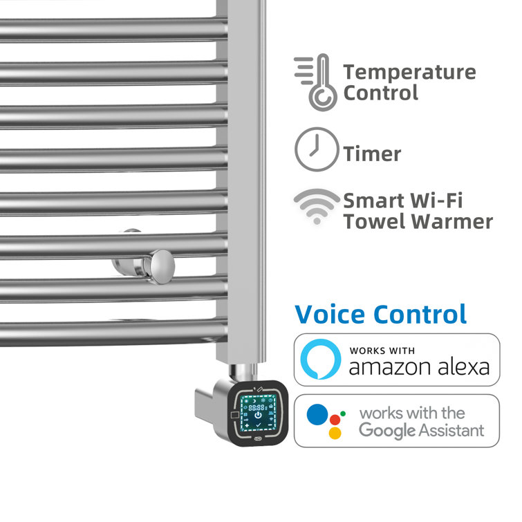 Chrome Wall-Mounted Curved Towel Warmer with Timer