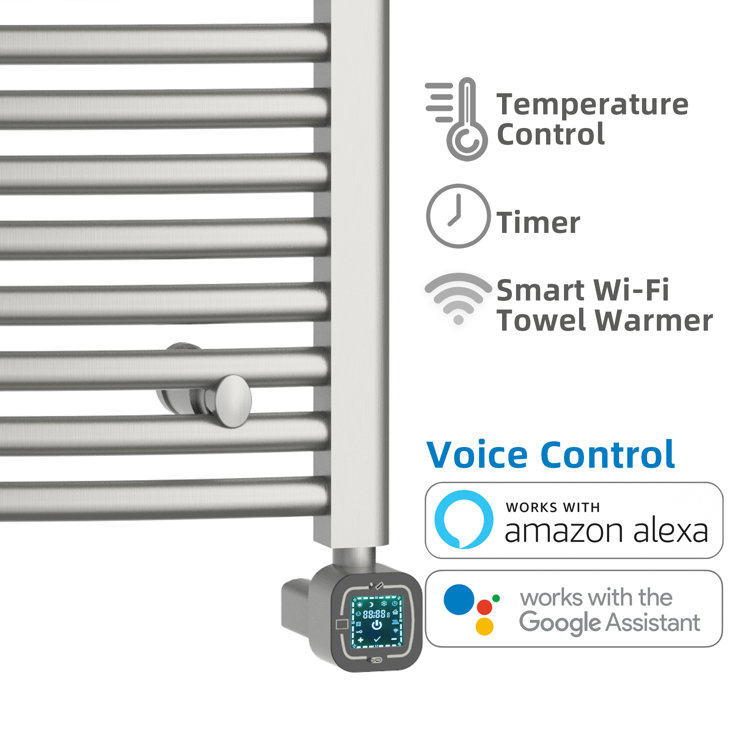 Chrome Wall-Mounted Curved Towel Warmer with Timer