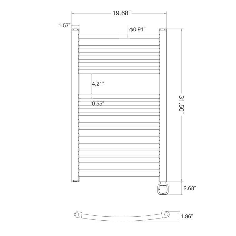Chrome Wall-Mounted Curved Towel Warmer with Timer