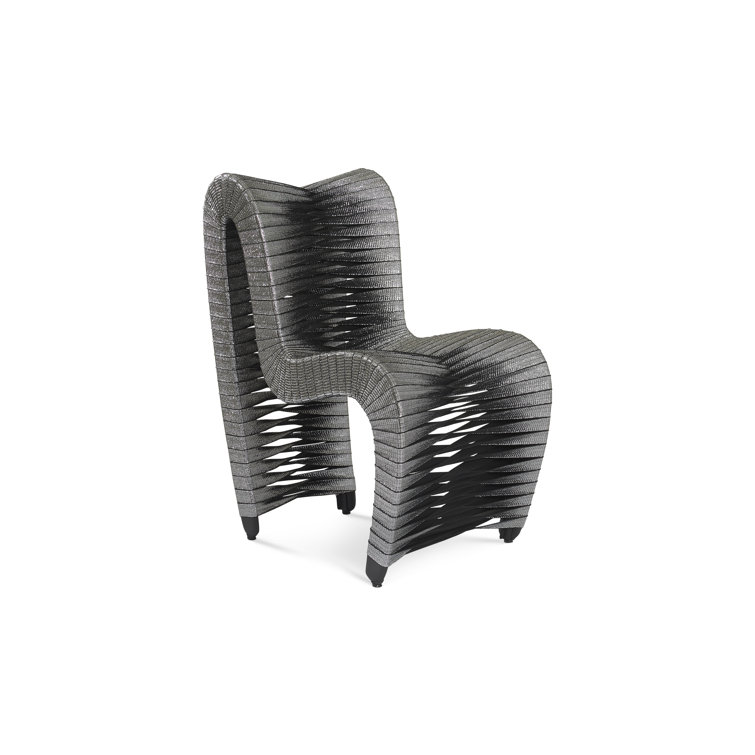 Elevated Silver Metallic Upholstered Wood Side Chair