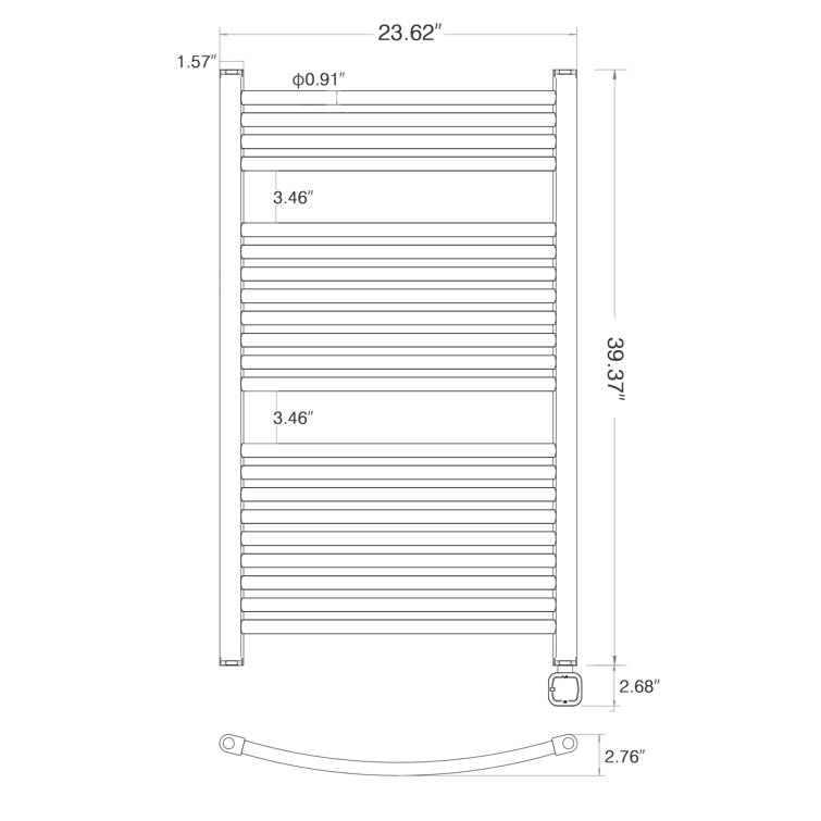 Chrome Wall-Mounted Curved Towel Warmer with Timer