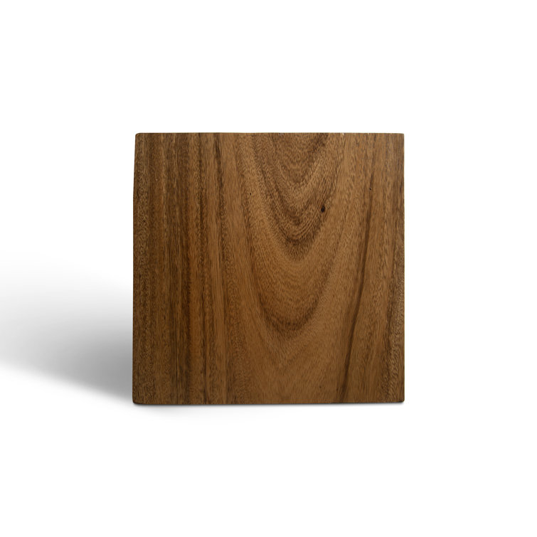 Hayden Square Brown Wood End Table with Gold Metal Base