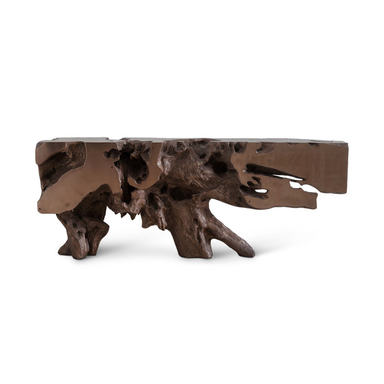 Brown Wood and Metal Rectangular Console Table with Storage