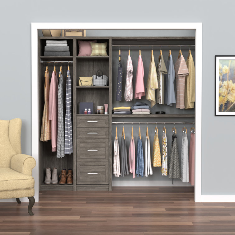 Cool Gray Melamine Closet System with Drawers