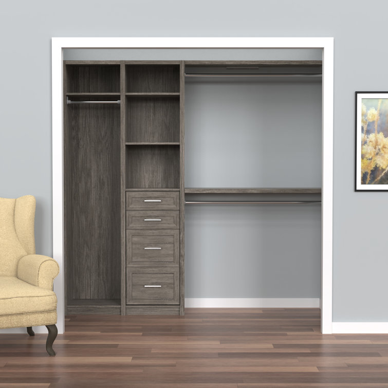 Cool Gray Melamine Closet System with Drawers