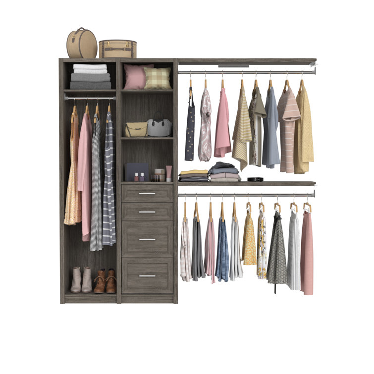 Cool Gray Melamine Closet System with Drawers